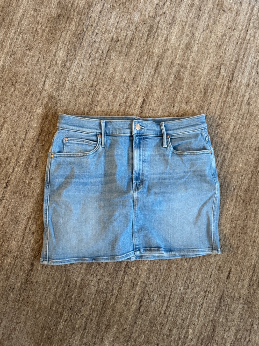 MOTHER Light Blue Denim Skirt: high waisted smokin’ double micro skirt